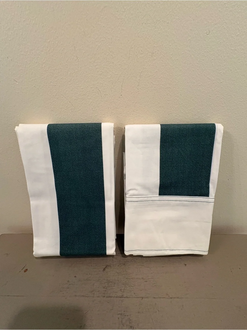 Ralph Lauren Lauren Green Striped Standard Pillowcases in Original packaging